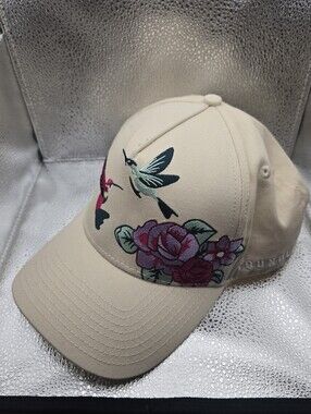 YoungLA  floral hummingbird embroidered baseball Gym cap Cream